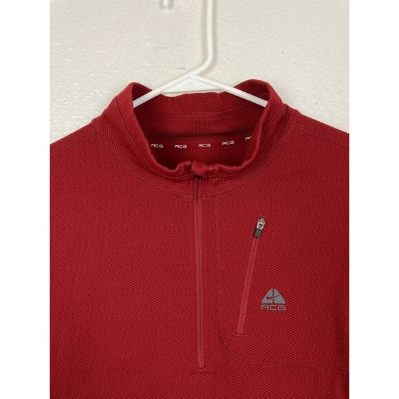 NIKE ACG Pullover 1/4 Zip Quarter Zip Red Gray Fit Dry Long Sleeves XXL 2XL - Picture 3 of 11